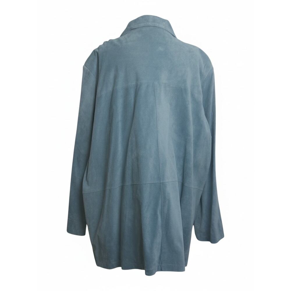 Jessica Holbrooks Mint Green Leather Suede Jacket Lined w/ Pockets Sz 3X GUC - Picture 4 of 16